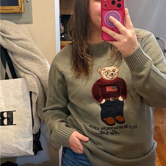 Polo by Ralph Lauren Gray Crewneck Sweater with Bear Motif - Picture 12 of 12